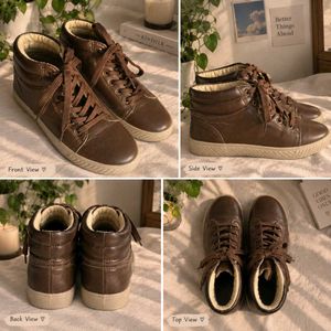 Men's Casual Brown Leather Sneakers
