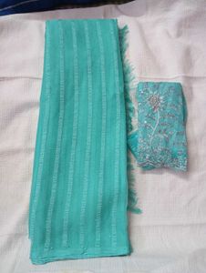 Sequins saree with embroidery blouse