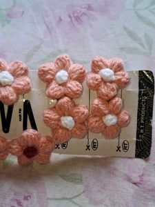 Crochet Flower Hair Clips Set