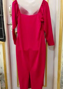 Vibrant Red Off-Shoulder Midi Dress