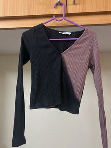 Colorblock Long Sleeve Top -Xs