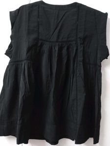 Chic Black Cotton Blend Top
