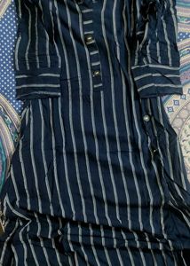 Navy Striped Button-Up kurti