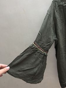 Embroidered Olive Green Top