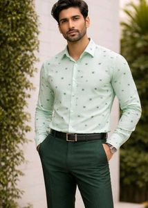 Light Green Printed fabric shirt and pant