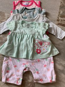 5 Baby Girls Long Sleeve Bodysuits Set