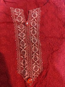 Elegant Red Kurta with white Pants