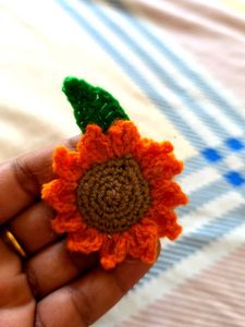 Handmade Crochet Sunflower Hair Clip
