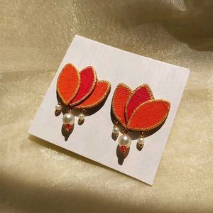Handmade Lotus Dangle Earrings🧡