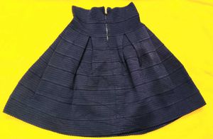 Navy Textured A-Line Skirt