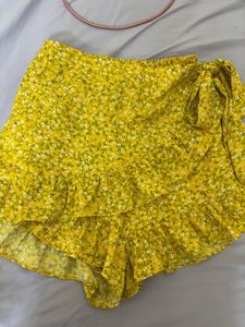 Yellow Floral Mini Skirt