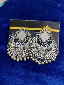 Beautiful Oxidised Earrings With Mirror Work