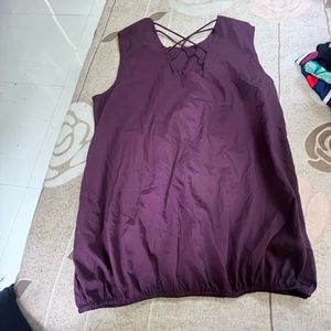 Purple Pleated Sleeveless Top