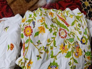 Embroidered White Kurta with Palazzo Set