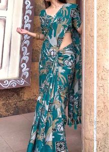 Vintage Floral Pattern Saree 💚✨