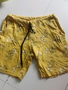 Yellow Robot Print Shorts