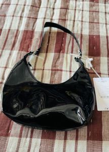 Chic Black Patent Shoulder Bag