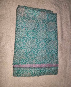 Beautiful Teal Printed Saree
