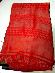 Red Saree with Geometric Print(offers accepted)