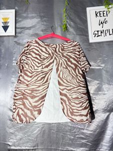 OLIVER  BLACK Sheer Zebra Print Top