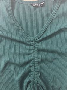 Stylish Ribbed Cinched Crop Top
