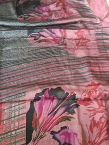 Elegant Grey &amp; Red Saree