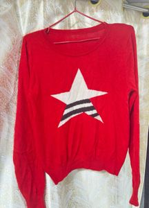 Red Star Print Sweater