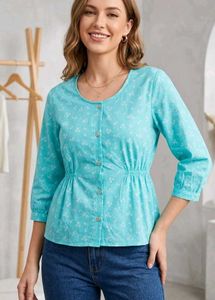 Beautiful Cyan Coloured Top For Women