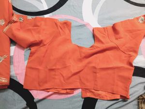Orange Embroidered Saree