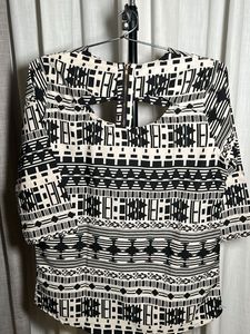 Black and White Patterned Tunic Top