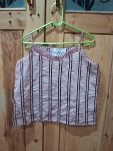 Striped Lace Trim Cami Top