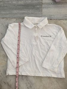 White Long Sleeve Polo Top