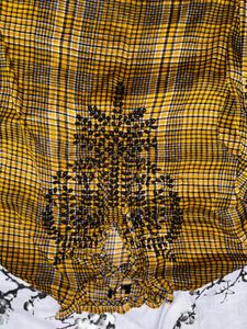 Yellow Plaid  with Black Embroidery