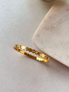 Honeycomb anti tarnish Bangle with Rhinestones