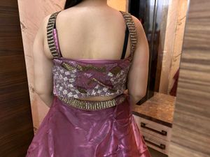 purple lengha with heavy blouse and dupatta