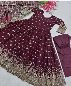 Maroon Embroidered Anarkali