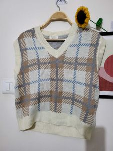 Cozy Plaid Knit Vest