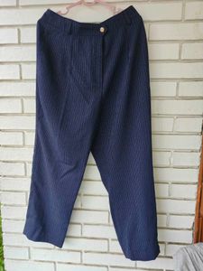 Elegant Navy Wide-Leg Pants with one defect
