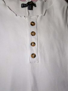 Ribbed Button-Up Crop Top