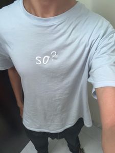 Men's Light Blue "so?" Graphic Tee