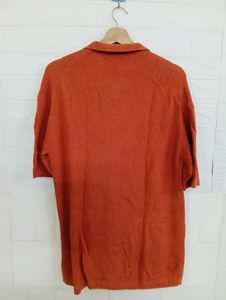 Men's Orange Knitted Polo T-Shirt