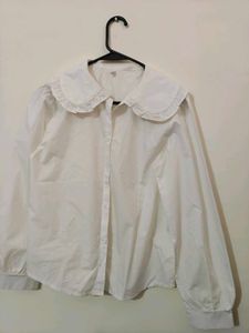 Cute White Ruffle Collar Shirt