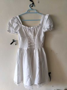 White Corset Puff Sleeve Dress
