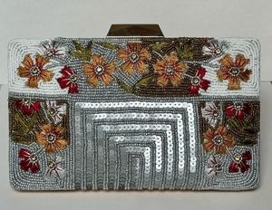 Brand Embellished Clutch Bag with Chain