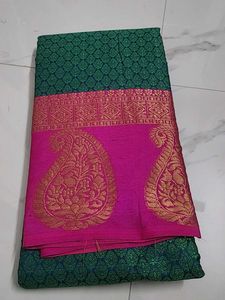 Silk Saree - Green & Pink