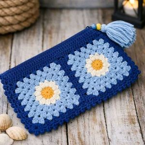Boho Crochet Flower Clutch