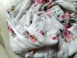 White Floral Chiffon Maxi Skirt