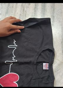 Black T-Shirt with Heartbeat Heart Design