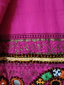 Vibrant Pink Ethnic dupatta with mirror work