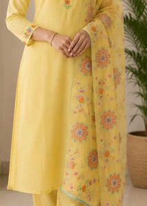 Embroidered Yellow Kurti with Dupatta